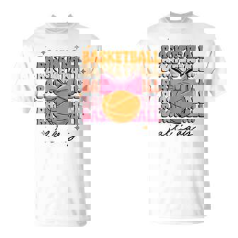 Groovy Basketball Girl Coquette Bow Basketball All Day T-Shirt | Seseable CA