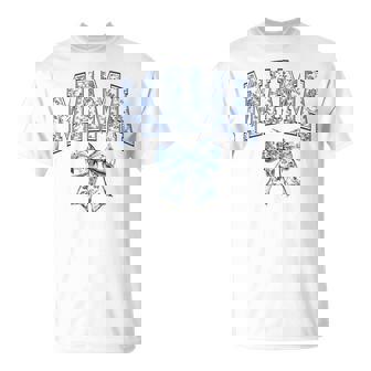 Groovy Mama Coquette Bow Blue Floral Mother's Day Mom Life T-Shirt | Mazezy