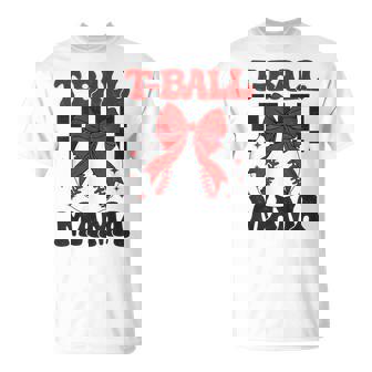 Groovy Tball Mom Softball T-Ball Mama Checkered T-Shirt - Thegiftio