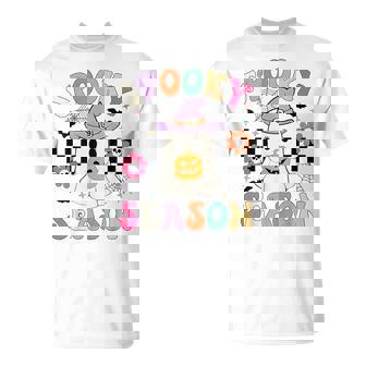 Groovypookyeason レトロ ゴースト 持株 パンプキン ハロウィン Tシャツ - Kawaiitshirt