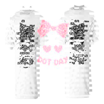 Happy Dot Day Girls Messy Bun Sunglasses Polka Dots T-Shirt | Mazezy