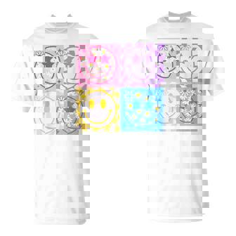 Happy Face Smile Checkered Pattern Retro Vibes Trendy T-Shirt - Monsterry
