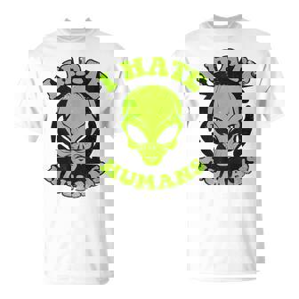 I Hate Humans Conspiracy Ufo Alieno Maglietta - Novitaregali