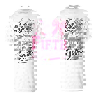 Hello Fifth Grade First Day Of School Coquette Teacher Girl T-Shirt - Monsterry