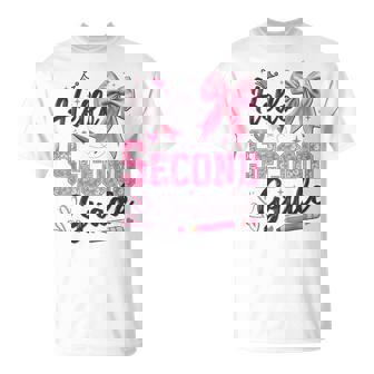 Hello Second Grade First Day Of School Coquette Teacher Girl T-Shirt - Thegiftio UK