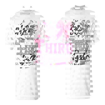 Hello Third Grade First Day Of School Coquette Teacher Girl T-Shirt | Mazezy