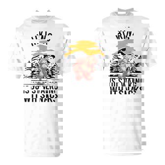 Hiking Is Just Walking With Snacks Bear Hiking Retro T-Shirt - Thegiftio UK