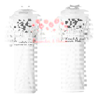 Honor Remember Memorial Day Poppy Flower Patriotic T-Shirt - Thegiftio UK