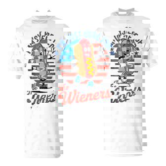 I'm Just Here For The Wieners 4Th Of July Hot Dog T-Shirt | Mazezy