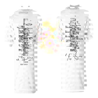 He Is Risen 花柄 十字架 春の花 イースター クリスチャ Tシャツ - Kawaiitshirt