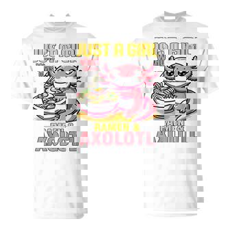 Just A Girl Who Loves Ramen And Axolotl Pink Kawaii Axolotl Tシャツ - Kawaiitshirt