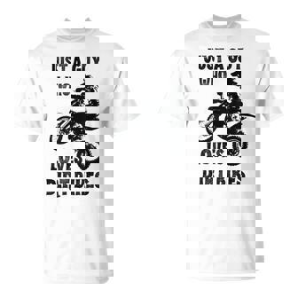 メンズ Just A Guy Who Loves ダートバイク 面白い モトクロス Tシャツ - Kawaiitshirt