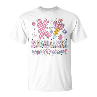 K Is For Kindergarten Teacher Coquette Bow Back To School T-Shirt - Thegiftio