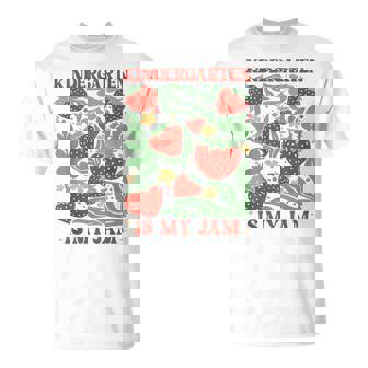 Kindergarten Is My Jam Boho Floral Strawberry Back To School T-Shirt - Thegiftio
