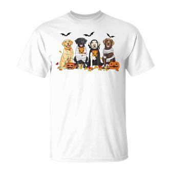 Labrador Retriever Dogs Ghost Witch Mummy Halloween Pumpkins T-Shirt - Seseable