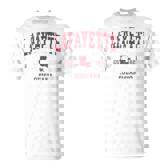 Lafayette ルイジアナ Laビンテージスポーツデザイン レッドプリント Tシャツ - Kawaiitshirt