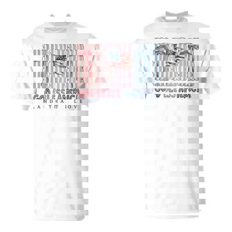 Land That I Love American Flag 4Th Of July Coquette Bow T-Shirt - Thegiftio UK