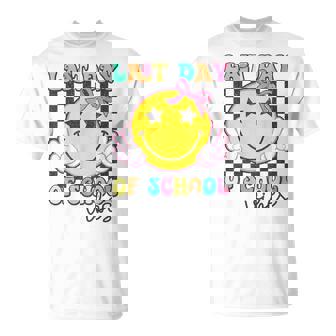 Last Day Of School Vibes Retro Groovy Graduation Girls T-Shirt - Monsterry