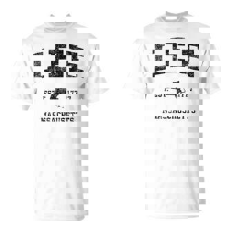 Lee Massachusetts Ma ビンテージ スポーツ デザイン ブラックプリント Tシャツ - Kawaiitshirt