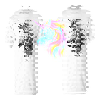 Licorne Colorée Artiste Portrait Abstrait Licorne T-Shirt - Cadeauxyz