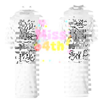 Little Miss 4Th Grade Back To School Cute Fourth Grade Girls T-Shirt - Monsterry