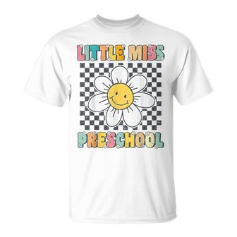 Little Miss Preschool Retro Cute Groovy First Day Of Pre-K T-Shirt - Thegiftio