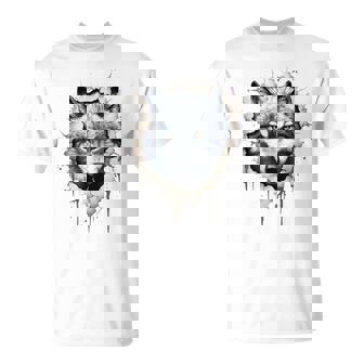 Lobo Animal Print Zoo Dibujo Ilustración Cara Lobo Camiseta unisex - Regaloses