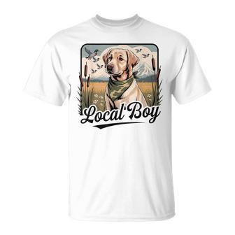 Local Boy Labrador Hunting Dog Marsh Scene Sunset Vintage T-Shirt - Monsterry