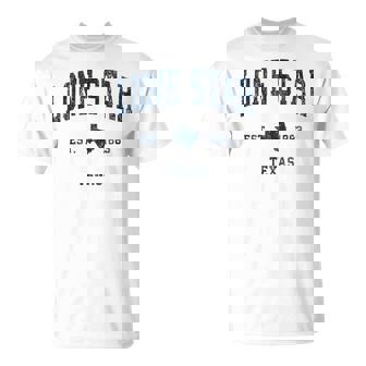Lonetar Texas Tx ヴィンテージ アスレチック ネイビー スポーツデザイン Tシャツ - Kawaiitshirt