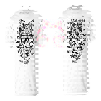 Mama Wolf Floral Sunglasses Cute Mom Wolf T-Shirt | Mazezy