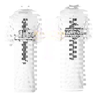 Man Of God Husband Dad Papa Christian Cross Dad Father's Day T-Shirt - Thegiftio