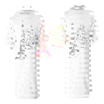 Meet Me In Paris 水彩プリントtシャツ エッフェル塔 Tシャツ - Kawaiitshirt