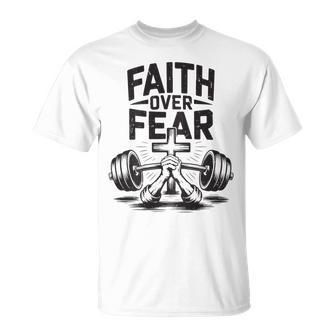 Men's Faith Over Fear Christian Workout Gym Jesus Graphic T-Shirt - Thegiftio UK