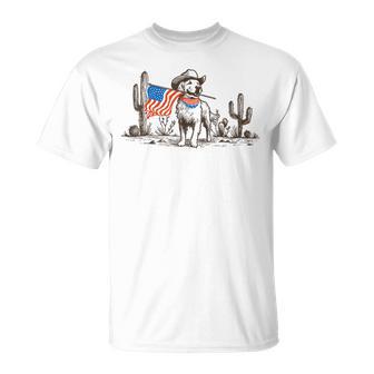Merica Golden Retriever Dog American Flag Western Patriotic T-Shirt - Thegiftio UK