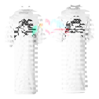 Mexican American Flag Print Heart Hands Love Mexico Usa T-Shirt - Thegiftio UK