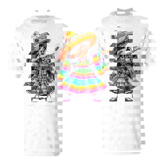 Mexican Dabbing Girl Poncho Sombrero Cinco De Mayo T-Shirt - Monsterry