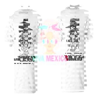 Mexico Girl Woman Mexican Girl Woman Viva Mexico Flag T-Shirt | Mazezy