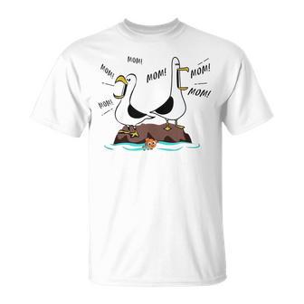 Mom Mom Mom Seagull Family Mother T-Shirt - Monsterry