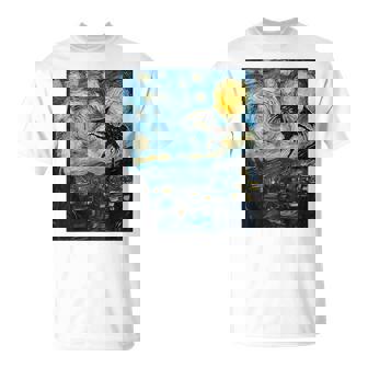 Mothman Cryptid Cryptozoology 星月夜 ゴッホ絵画 Tシャツ - Kawaiitshirt