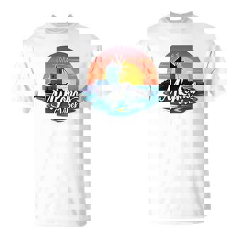 Mykonosibes ヴィンテージ 夕日 ギリシャの島 ギリシャ お土産 長袖tシャツ Tシャツ - Kawaiitshirt