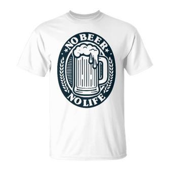 No Beer No Life ヴィンテージ飲料 ビール愛好家向け 左胸 Tシャツ - Kawaiitshirt