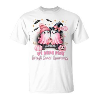 In October We Wear Pink Ghost Witch Breast Cancer Awareness T-Shirt - Thegiftio UK