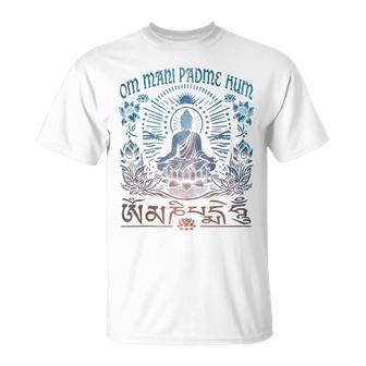 Om Mani Padme Hum Flor De Lotool Budista Compasión In Mangas Camiseta unisex - Regaloses