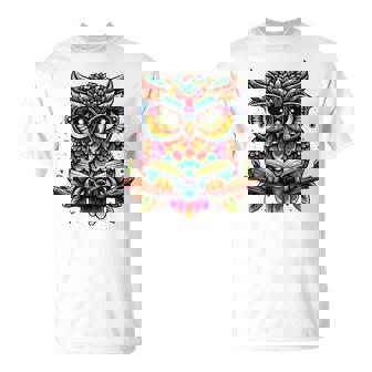 Owl With Glasses And Book Reading T-Shirt | Seseable FR