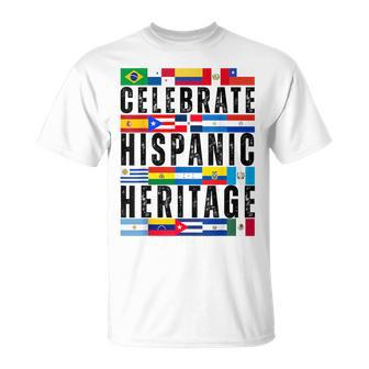Hispanic Countries Flags Celebrate Hispanic Heritage Month T-Shirt | Mazezy