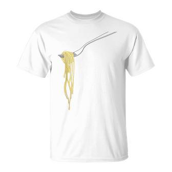 Pasta Divertida Amante De La Comida Italiana Comer Espaguetis Con Tenedor Camiseta unisex - Regaloses