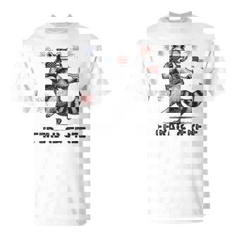 Patriotic Raccoon Feral But Free Usa Flag 4Th Of July T-Shirt - Monsterry