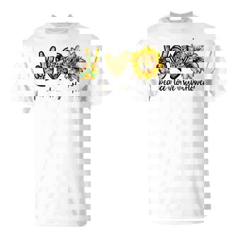 Peace Love サンシャイン ヒッピー ひまわり ヒマワリ 恋人へのギフト Tシャツ - Kawaiitshirt