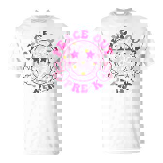 Peace Out Pre-K Teacher Student Groovy Last Day Of School T-Shirt - Monsterry