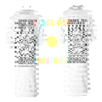 Peace Out Prek Retro Groovy Last Day Of Preschool Graduation T-Shirt | Mazezy